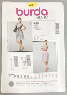 Burda Style 7517 Sleeveless Summery Dress Misses Pattern Sz 6-16 UNCUT